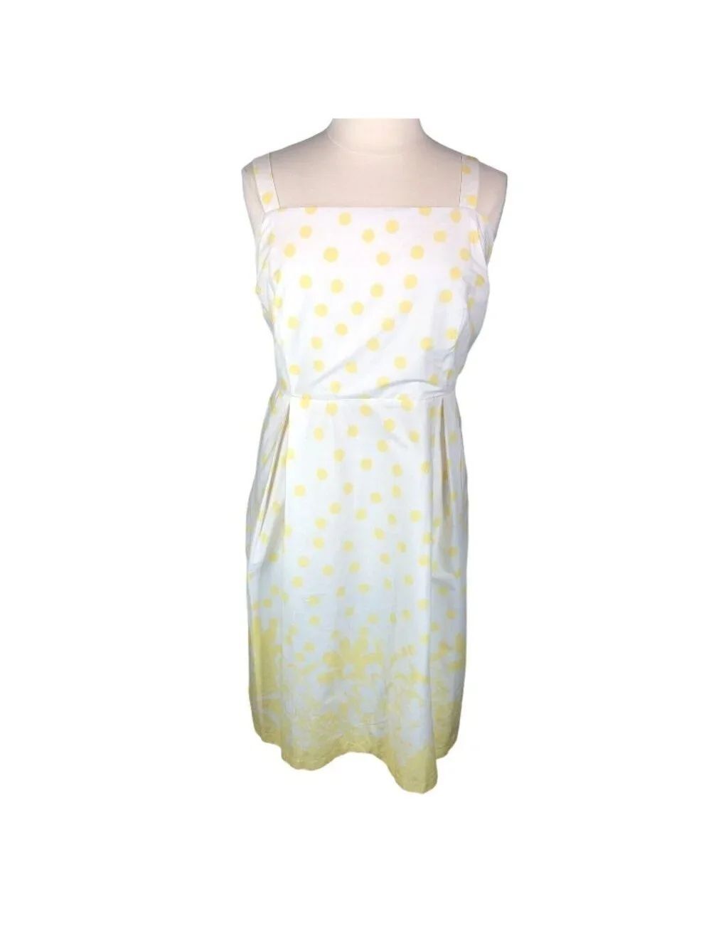 Dress Sundress Womens Size 22W Plus White Yellow Polka Dot Summer Smocked